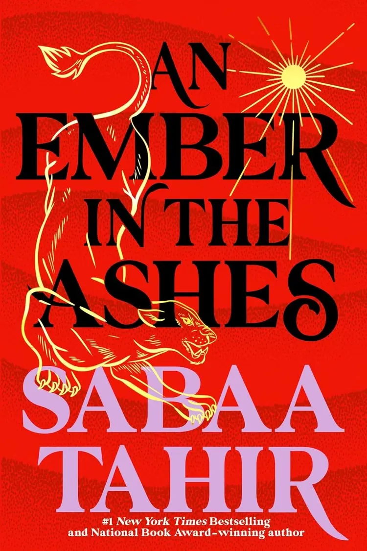 A leopard talks under the sun in cover art for An Ember in the Ashes by Sabaa Tahir