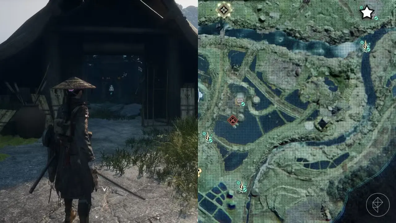 A montage of two Beast of Reincarnation images showing the location of the Mechblade (Light)