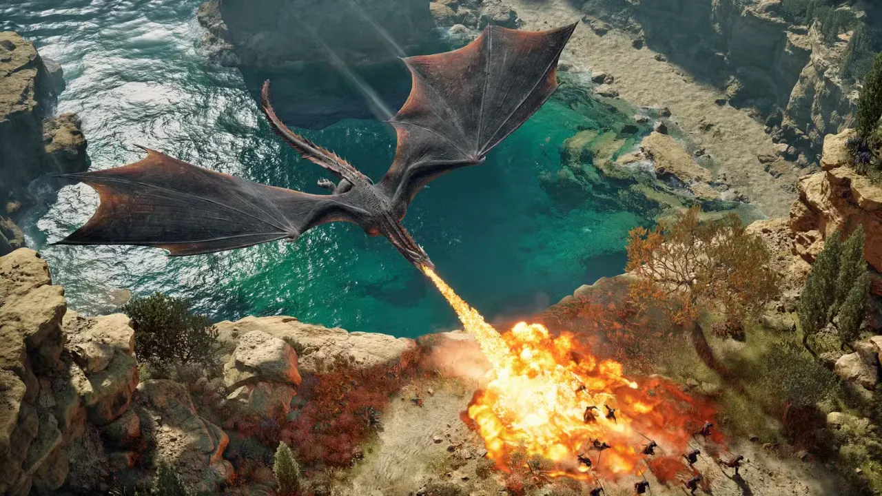 A dragon attacks in Game of Thrones: War for Westeros