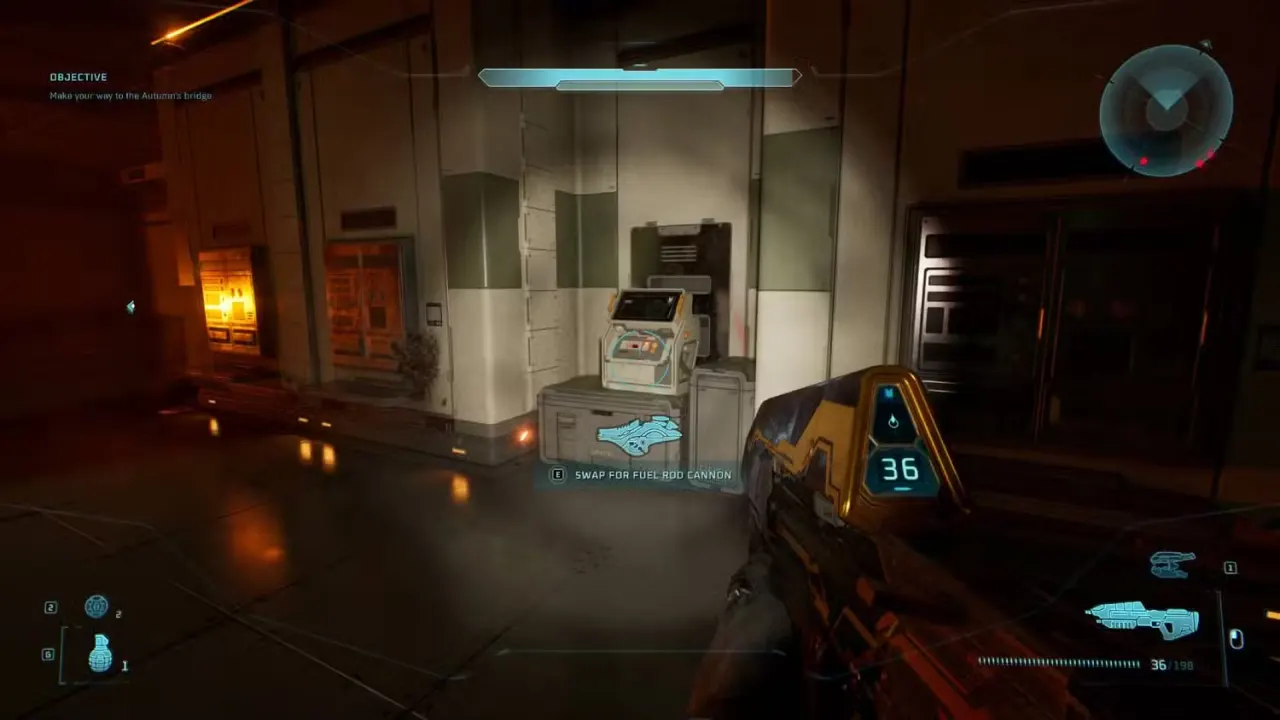 The player in Halo: Campaign Evolved looking at the Arrival terminal.