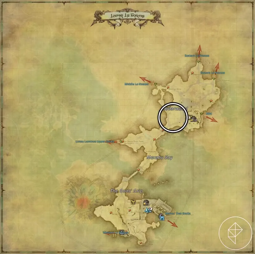 A map of Lower La Noscea in FFXIV showing where to find a Dodo