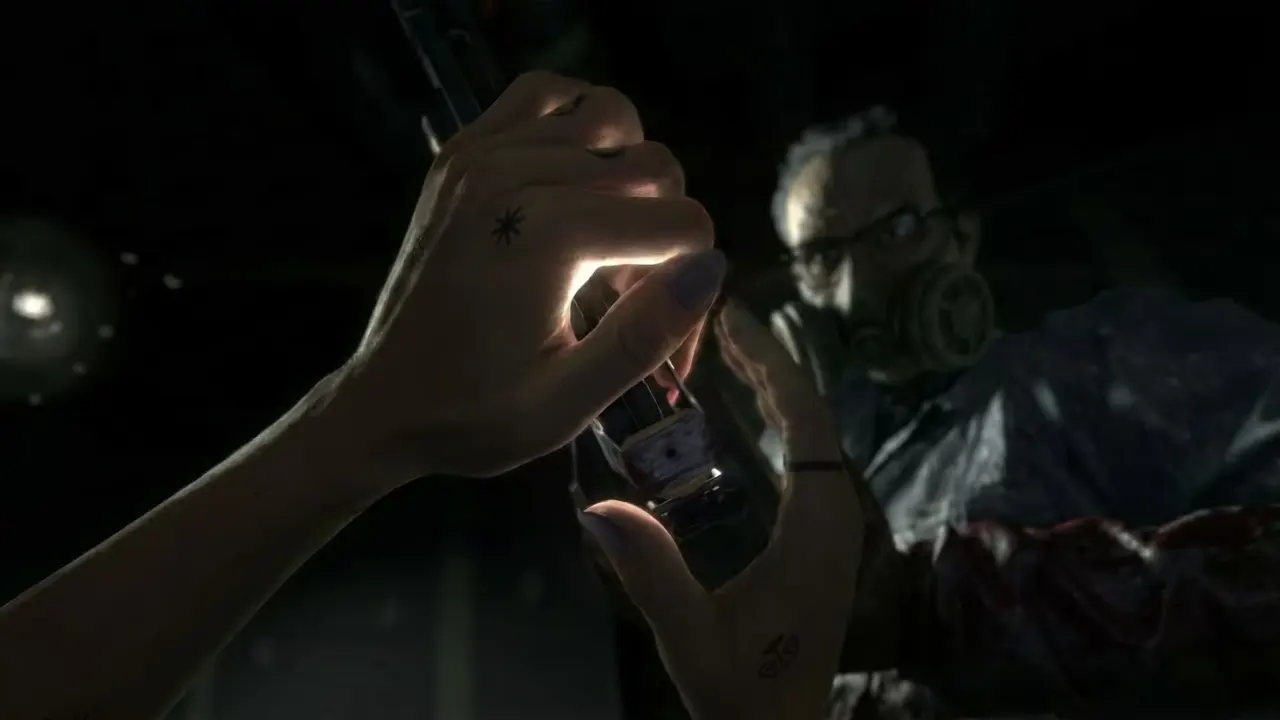 A character grabs a weapon out of an attacker's hands in Unhinged.