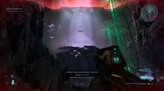 The player in Halo: Campaign Evolved looking at the gravity lift.