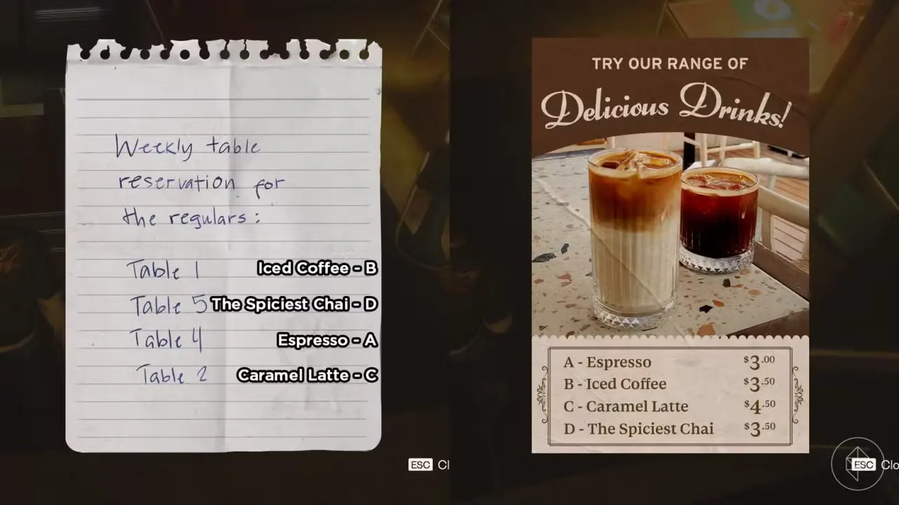 The orders and their associated letters from the menu in Control Resonant.