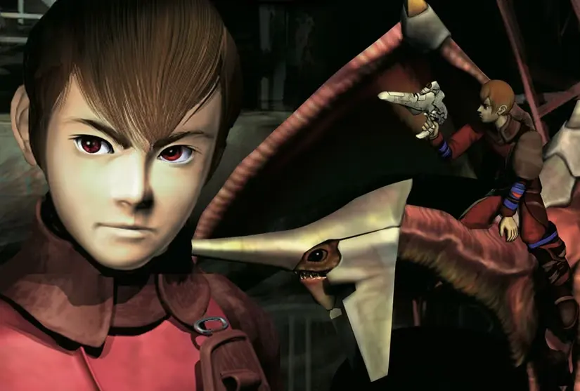 Panzer Dragoon Saga renders of Edge and Edge on his dragon.