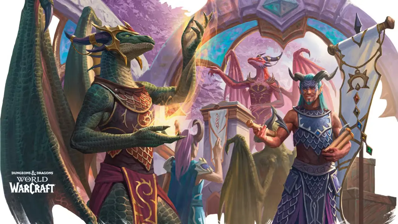 A group of Dracthyr, the dragon-like species from Dungeons & Dragons: World of Warcraft