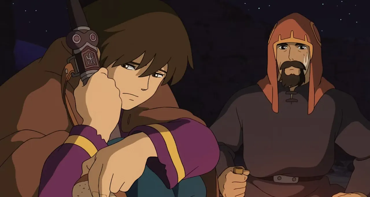 Arryn sits with Sparrowhawk, clutching the sword he took after murdering his father, in Tales From Earthsea
